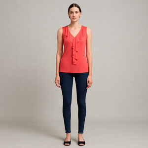 Double Take Ruffled Sleeveless Blouse Size Small